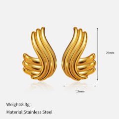 Vintage elegant pearl fan shape round shape stainless steel earrings