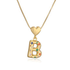 Hot copper plated 18K gold set zircon 26 English letter initial pendant necklace