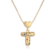 Hot copper plated 18K gold set zircon 26 English letter initial pendant necklace