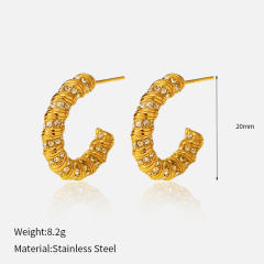 Easy match pearl bead spiral hoop earrings stainless steel earrings