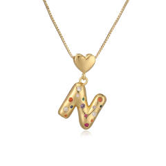 Hot copper plated 18K gold set zircon 26 English letter initial pendant necklace
