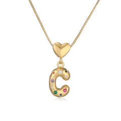 Hot copper plated 18K gold set zircon 26 English letter initial pendant necklace