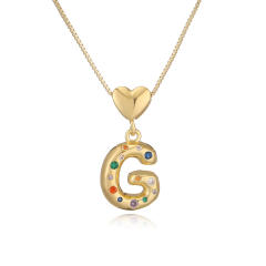 Hot copper plated 18K gold set zircon 26 English letter initial pendant necklace