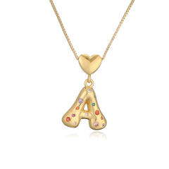 Hot copper plated 18K gold set zircon 26 English letter initial pendant necklace