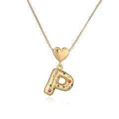 Hot copper plated 18K gold set zircon 26 English letter initial pendant necklace