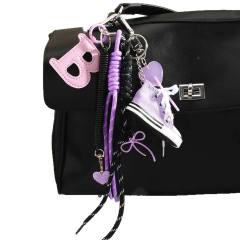 Purple color mini Canvas Shoes Hanging Letter B Love Lollipop Bag Pendant Keychain