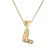 Hot copper plated 18K gold set zircon 26 English letter initial pendant necklace