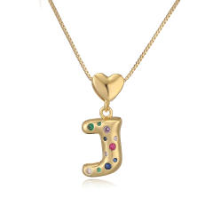 Hot copper plated 18K gold set zircon 26 English letter initial pendant necklace