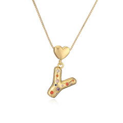 Hot copper plated 18K gold set zircon 26 English letter initial pendant necklace