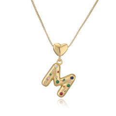 Hot copper plated 18K gold set zircon 26 English letter initial pendant necklace
