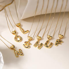 Hot copper plated 18K gold set zircon 26 English letter initial pendant necklace