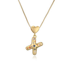 Hot copper plated 18K gold set zircon 26 English letter initial pendant necklace