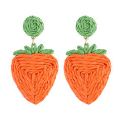 Bohemian Style Handmade Woven Strawberry Fruit Earrings Beach Holiday earrings