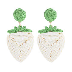 Bohemian Style Handmade Woven Strawberry Fruit Earrings Beach Holiday earrings