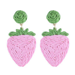 Bohemian Style Handmade Woven Strawberry Fruit Earrings Beach Holiday earrings