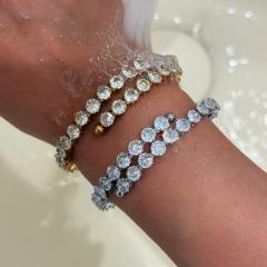 18K vacuum plated titanium steel Chic Style full drill super shiny bracelet stainless steel bangle