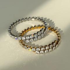 18K vacuum plated titanium steel Chic Style full drill super shiny bracelet stainless steel bangle