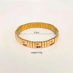 Cherry strawberry enamel stainless steel bracelet elastic bracelet