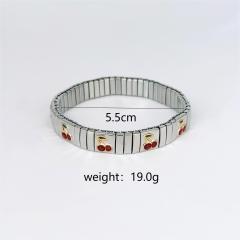 Cherry strawberry enamel stainless steel bracelet elastic bracelet