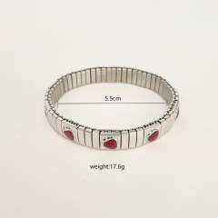 Cherry strawberry enamel stainless steel bracelet elastic bracelet