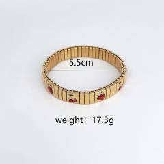 Cherry strawberry enamel stainless steel bracelet elastic bracelet