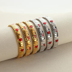 Cherry strawberry enamel stainless steel bracelet elastic bracelet