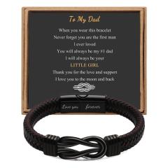 Father's day stainless steel leather bracelet lovemyson magnetic black twist stainless steel men's bracelet