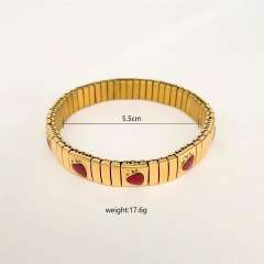 Cherry strawberry enamel stainless steel bracelet elastic bracelet
