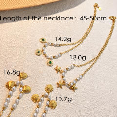 Summer holiday trend charm stainless steel necklace pearl necklace