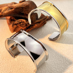 Irregular Glow cuff bangle Light Luxury Titanium Steel Wide Bangle stainless steel bangle