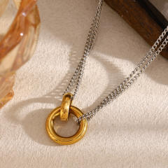 18KG two tone two layer chain stainless steel necklace DIY pendant necklace chain