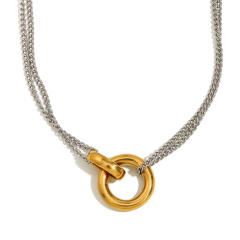 18KG two tone two layer chain stainless steel necklace DIY pendant necklace chain