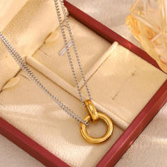18KG two tone two layer chain stainless steel necklace DIY pendant necklace chain