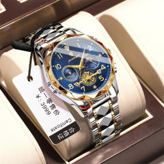 New men's watch waterproof luminous fashion quartz steel band watch