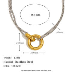 18KG two tone two layer chain stainless steel necklace DIY pendant necklace chain