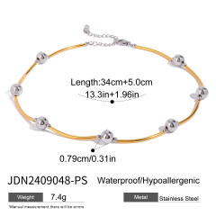 Heart design mix color bead chain stainless steel necklace earrings set
