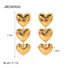 Heart design mix color bead chain stainless steel necklace earrings set