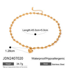 Heart design mix color bead chain stainless steel necklace earrings set