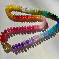 DIY colorful bead opening clasp stainless steel necklace diy necklace chain