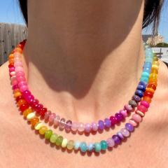 DIY colorful bead opening clasp stainless steel necklace diy necklace chain