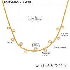 5A cubic zircon diamond necklace hollow clover chain necklace stainless steel necklace