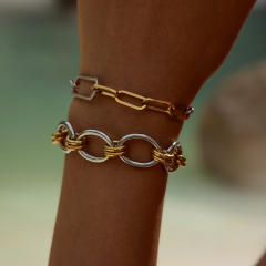 Two tone basic stainless steel bracelet chain bracelet DIY jewelry chain