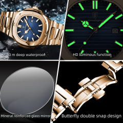 Men's watch ultra-thin waterproof luxury fashion quartz watch steel band watch