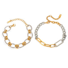 Two tone basic stainless steel bracelet chain bracelet DIY jewelry chain