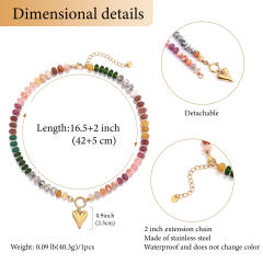 New Bohemian Natural Stone Beaded Necklace Stainless Steel Love Flower Pendant necklace