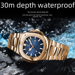 Men's watch ultra-thin waterproof luxury fashion quartz watch steel band watch