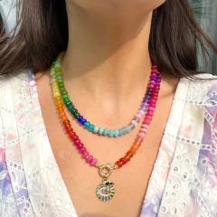 DIY colorful bead opening clasp stainless steel necklace diy necklace chain