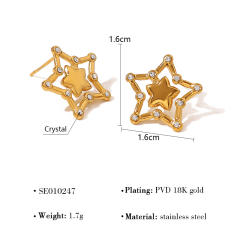 Sweet diamond star life tree heart hollow design stainless steel earrings