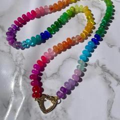 DIY colorful bead opening clasp stainless steel necklace diy necklace chain