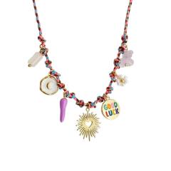 Amazon best-selling summer sea wind starfish pearl love charm colorful rope necklace